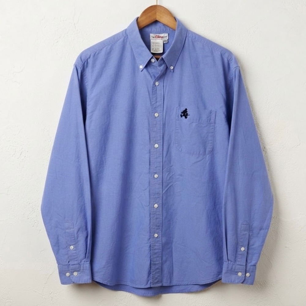 Vintage Disney Store Button Down Shirt Mens Large Blue Embroidered Mickey Mouse